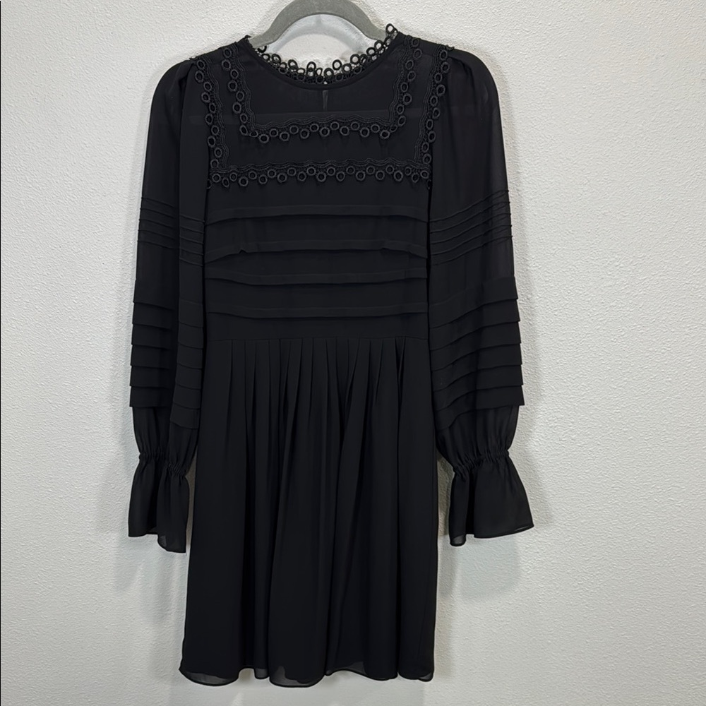 Ted‎ Baker Arrebel Appliqué Lace black Chiffon Dress Embroidered